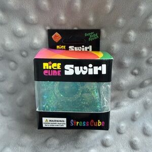 VIRAL SQUISHY Nice Cube Swirl Stress Cube Fidget Toy - Glitter Teal - BRAND NEW